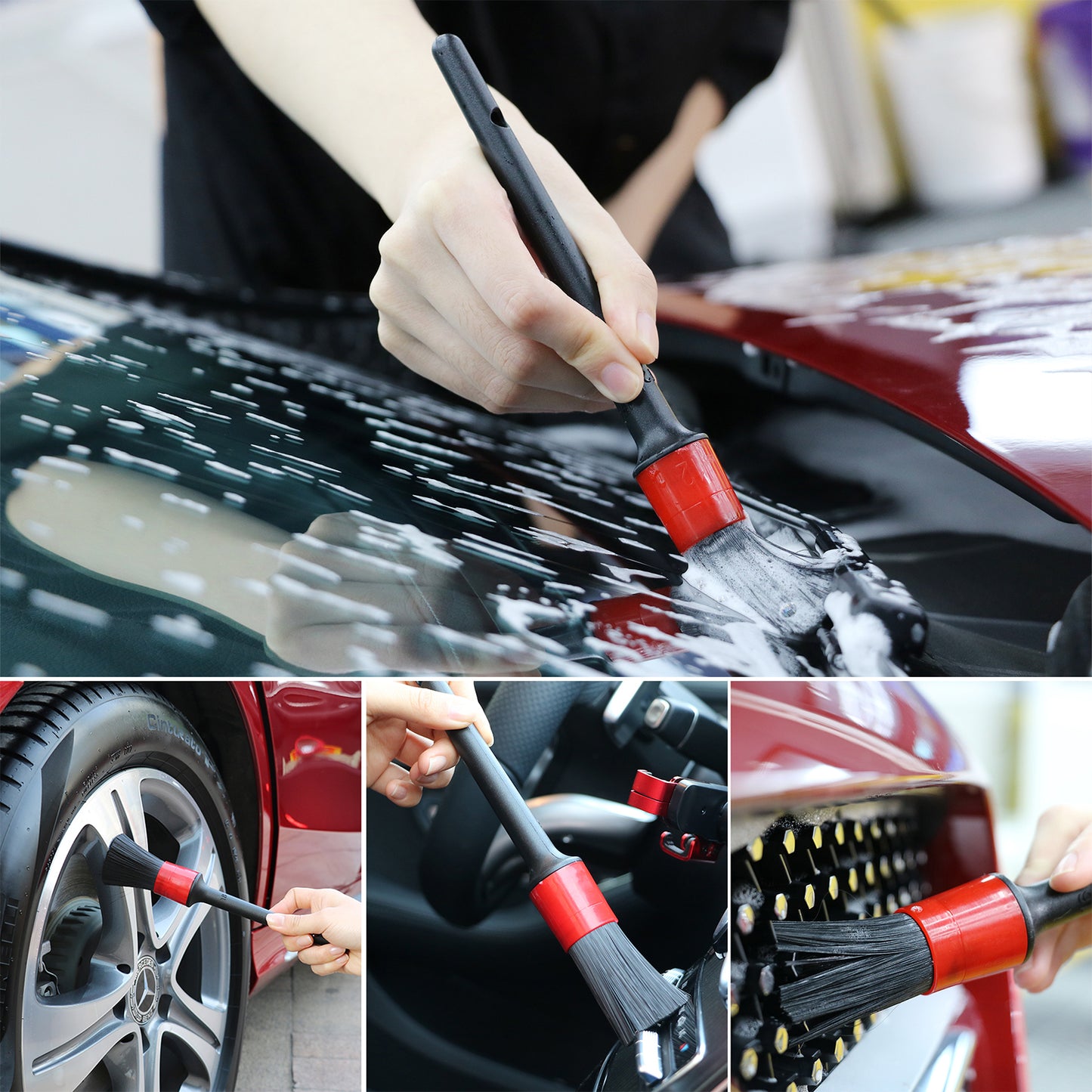 5PCS Soft Scratch Free Auto Detailing Cleaning Brush Set