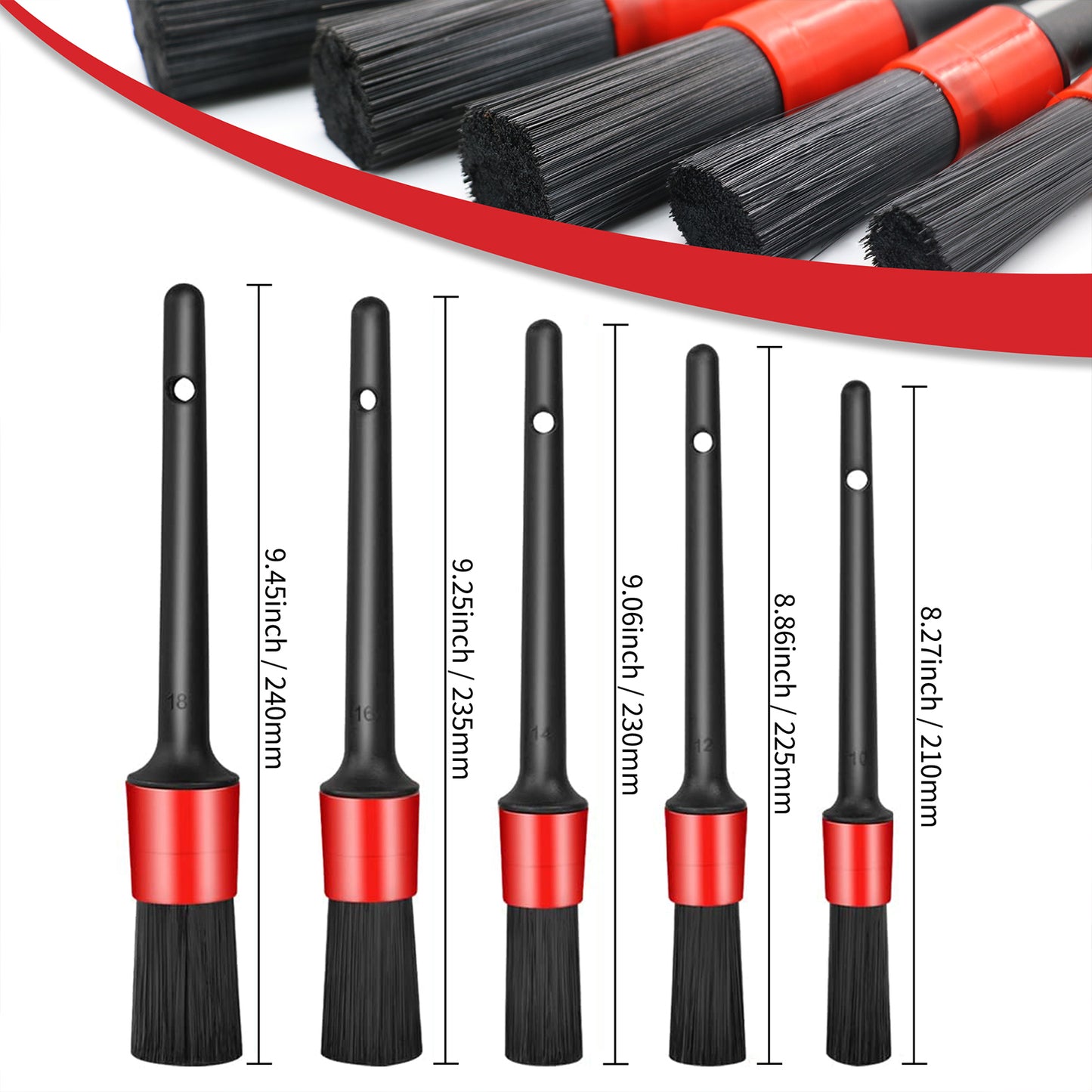 5PCS Soft Scratch Free Auto Detailing Cleaning Brush Set